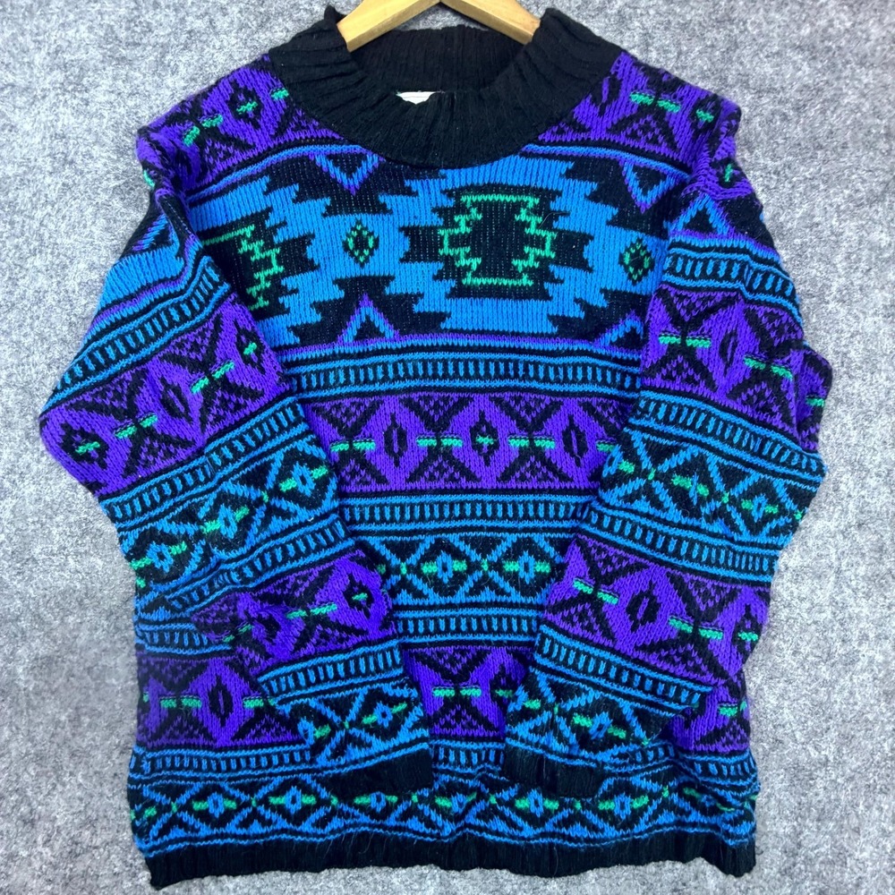 Vintage Croquet Club Sweater Mens Small Aztec Southwestern Retro Apres Ski Lodge